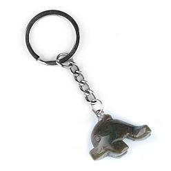 (RRHB277) Кристалл на подкладке из медово-бежевого цвета Брелок дельфин, натуральный индийский агат, подвесное украшение для рюкзака, 8 см