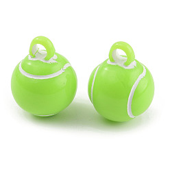 Зеленый газон Непрозрачные акриловые подвески, большой теннис, с петлей, зеленый газон, 25.5x19.5 мм, отверстие : 4 мм