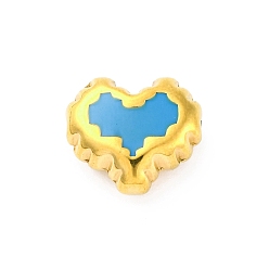 Темно-Голубой 304 из нержавеющей стали эмаль бисер, ионное покрытие (ip), реальный 18 k позолоченный, сердце, глубокое синее небо, 13x15x7 мм, отверстие : 1.2 мм