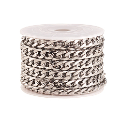 Нержавеющая Сталь Цвет 304 Цепи из нержавеющей стали с кубинскими звеньями, массивные цепи для бордюров, несварные, с катушкой, цвет нержавеющей стали, 7.5x2 мм, около 16.4 футов (5 м) / рулон