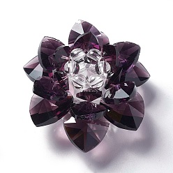 Фиолетовый Стеклянные бусины тканые, кассетные шарики, лотос, фиолетовые, 47x25 мм, отверстие : 7 мм