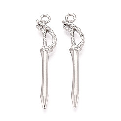 Нержавеющая Сталь Цвет 304 подвески из нержавеющей стали, меч, цвет нержавеющей стали, 47x9.5x4 мм, отверстие : 2.2 мм