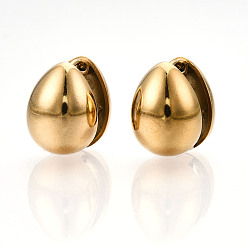 Teardrop Ионное покрытие (ip) 304 серьги-кольца из нержавеющей стали, реальный 18 k позолоченный, слеза, 14.5x16x11.5 мм