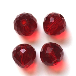 Dark Red Imitation Austrian Crystal Beads, Grade AAA, Faceted, Teardrop, Dark Red, 6mm, Hole: 0.7~0.9mm
