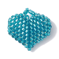 Средний Бирюзовый Бисер бисерные подвески, сердце кулон, средне бирюзовый, 21.5x22x8 мм, отверстие : 4 мм