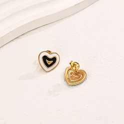 Черный Серьги-гвоздики в форме сердца из нержавеющей стали, реальный 18 k позолоченный, чёрные, 10 мм