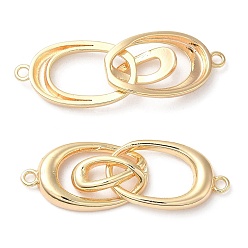 Chapado en Oro Real 18K Dijes de conector de latón, sin níquel, enlaces ovales, real 18 k chapado en oro, 35.5x11.5x4 mm, agujero: 1.6 mm
