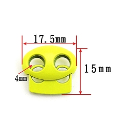 Yellow Zinc Alloy Spring Cord Locks, 2 Hole Drawstring Toggle Spring Clasp, Yellow, 17.5x15mm, Hole: 4mm
