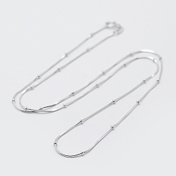 Серебро Стерлингового серебра цепи змейки ожерелья, с бисером, с печатью 925, серебряные, 18 дюйм (45 см), 0.7 мм