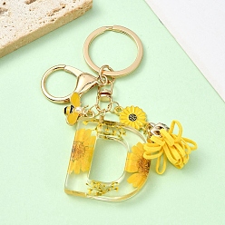 Letter D Брелок из эмали и смолы, с застежкой из сплава и железными кольцами, 60 мм