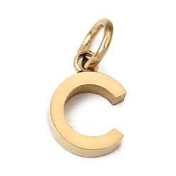 Letter C 304 Edelstahl Reize, Brief Reize, poliert, Ionenbeschichtung (ip), echt 18 k vergoldet, Buchstaben c, 8x5x2 mm, Bohrung: 2.5 mm