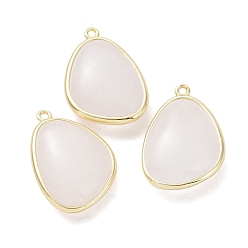 Хрусталь Природного кварца хрустальных подвесок, горного хрусталя, с позолоченными латунными петлями по краям, граненые, треугольные, 27x18x7.5 мм, отверстие : 1.6 мм