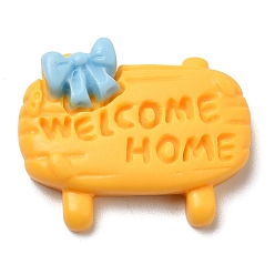 Золотистый Уличный знак из непрозрачной смолы кабошоны, для изготовления ювелирных изделий, золотые, 18x21.5x5 мм