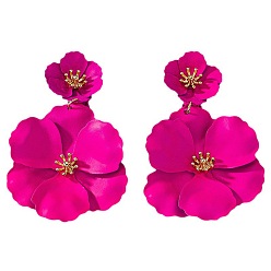 Золотой Серьги-гвоздики из сплава с цветочным рисунком, покрытые слоем краски для выпечки, темно-розовыми, золотые, 65x45 мм