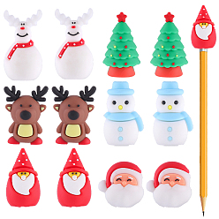 Mixed Shapes 18шт. 6 стили колпачков для ручек в мультяшном стиле, силиконовый чехол для карандаша, разноцветные, разнообразные, 24.5~37x18~23.5x15.5 мм, отверстие : 7.2~7.3 мм