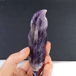 Аметист Скульптура из перьев натурального аметиста, украшение для выставки, украшение домашнего офиса, 110x28 мм