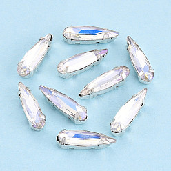 Хрусталь AB Пришить бусины монте из стразов, с настройками латуни, аксессуары для одежды, слеза, хрусталь AB, 15x4.1x5 мм, отверстие : 1 мм, около 1000 шт / упаковка