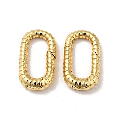 Real 18K Gold Plated Brass Spring Gate Rings, Cadmium Free & Nickel Free & Lead Free, Oval, Real 18K Gold Plated, 7 Gauge, 15x8.5x3.5mm, Inner: 5x11mm