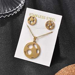 Золотой Футбол 201 ожерелья с подвесками из нержавеющей стали и серьги-гвоздики для женщин, золотые, 447 мм