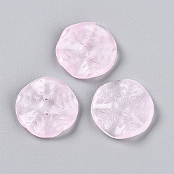 Pink Прозрачные стеклянные бусины, круглый с листом, розовые, 25.5x5.5 мм, отверстие : 1.6 мм