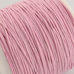 Pink Waxed Cotton Thread Cords, Pink, 1mm, about 100yards/roll(300 feet/roll)