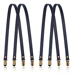Noir 4pcs poignées de sac en cuir PU, avec fermoir fer, pour accessoires de remplacement de sangles de sac, noir, 65x1.5x0.3 cm, 4 pcs /sachet 