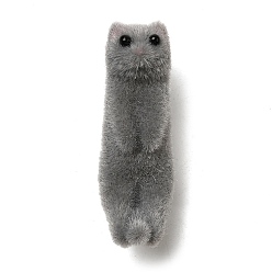 Серый Кулоны из флокированной смолы, кошка, с железной платиной петлей, серые, 47x16x21 мм, отверстие : 2 мм