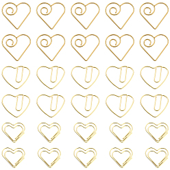 Золотой 60шт 3 стили сердце железные скрепки для бумаги, забавные закладки маркировочные клипы, золотые, 22.5~29.5x24.5~31x1~2.5 мм, 20 шт / стиль