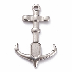Edelstahl Farbe Anlaufgeschützt 304 Anhänger aus Edelstahl, Anker, Edelstahl Farbe, 34x22x3 mm, Bohrung: 2.4 mm