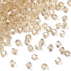 Античный Белый Прозрачные стеклянные бусины, двухконусные, граненые, старинный белый, 4x3.5 мм, отверстие : 0.8 мм, около 720 шт / упаковка