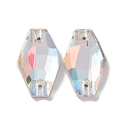Light Crystal AB Форма вазы пришиваем стразами, k 5 стеклянный страз, 2-отверстие ссылка, плоская спинка с покрытием, швейные украшения, свет кристалл AB, 28x17x6 мм, отверстие : 1.4 мм