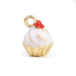 Белый Сплав эмали прелести, золотые, торт, белые, 11.5x8.5 мм, отверстие : 1.6 мм