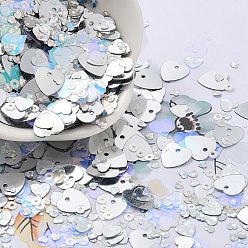 Прозрачный АВ Аксессуары для орнаментов, пластиковые пайетки / блестки из пвх, с покрытием AB цвета, Сердце / круглый, ясно AB, 2.5~10x3~9.5x0.2 мм