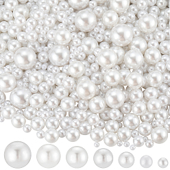 Белый 1470 шт 7 стили имитация жемчуга акриловые бусины, без отверстия , круглые, белые, 4~16 мм
