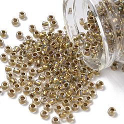 (262) Inside Color Crystal/ Lemon Lined Тохо 6/0 круглые бусины, японский бисер, (262) внутри цветной кристалл / лимонная подкладка, 4 мм, отверстие : 1.5 мм, Около 840 шт / 50 г
