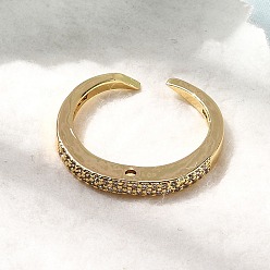 Прозрачный Латунные микро проложить пальцев кольца кубического циркония, стойки покрытие, долговечный, без кадмия и без свинца, реальный 18 k позолоченный, прозрачные, 2.5 мм