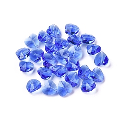 Blue Transparent Glass Beads, Faceted, Heart, Blue, 10x10x7mm, Hole: 1~1.2mm