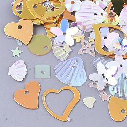 Седло Коричневый Аксессуары для орнаментов, пластиковые пайетки / блестки из пвх, разнообразные, седло коричневый, 3~13x3~13x0.4~1.5 мм, отверстие : 0.9~1.4 мм