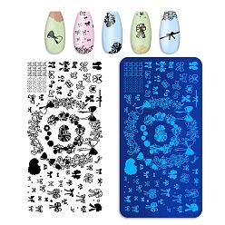 Bowknot Устойчивые к потускнению 410 пластины для стемпинга ногтей из нержавеющей стали, шаблоны для ногтей, прямоугольные, цвет нержавеющей стали, бантом, 12x6x0.05 см