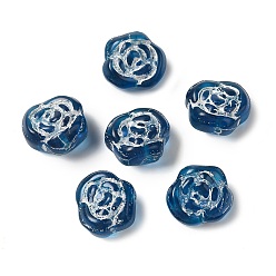 Стально-синий Прозрачные бусины лэмпворк, роза, стальной синий, 13x8 мм, отверстие : 1 мм, Около 65~75 шт / 100 г