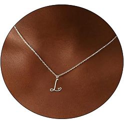 Letter L Модные латунные ожерелья с подвеской в виде сердца для женщин, платина, Письмо L, 16.54 дюйм (42 см)