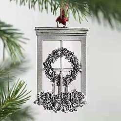 Christmas Wreath Рождественская тема, подвеска из сплава, украшение, украшение для подвески на елку, Рождественский венок, Кулон: 75x48 мм
