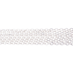 Silver Soldered Brass Cable Chains, Lead Free, Silver, 2.5x2x0.45mm