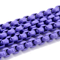 Лиловый Экологически чистые латунные цепочки ручной работы, окрашенные распылением, пайки, с катушкой, сирень, 4x4 мм, 32.8 футов (10 м) / рулон