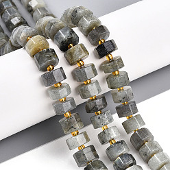 Лабрадорита Природные лабрадорита бисер нитей, с бисером, восьмиугольная цилиндра, 9.5~10.5x3~7.5 мм, отверстие : 1 мм, около 51~54 шт / нитка, 14.96~15.55'' (38~39.5 см), бисер: 3x1.5~2 мм, отверстие : 0.6 мм