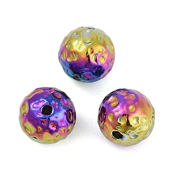 Rainbow Color Текстурированные 316 хирургические бусины из нержавеющей стали, круглые, ионное покрытие (ip), Радуга цветов, 10 мм, отверстие : 1.5 мм