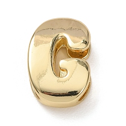 Letter G Латунные бусины, долговечный, стойки покрытие, без свинца и без кадмия, реальный 18 k позолоченный, Буква G, 20.5x13.5x7 мм, отверстие : 18x4 мм
