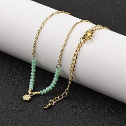 Аквамарин Ионное покрытие (ip) 304 ожерелья с подвесками в виде цветка из нержавеющей стали и стекла для женщин, реальный 14 k позолоченный, аквамарин, 15.67 дюйм (39.8 см)