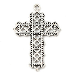 Античное Серебро Сплавочные подвески тибетского стиля, крестик, античное серебро, 39x27x2 мм, отверстие : 1.8 мм, 192 шт / 500 г