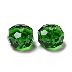 Med.Изумруд Прозрачные стеклянные шарики k 9, граненые, рондель, med.emerald, 6x4 мм, отверстие : 1.2 мм